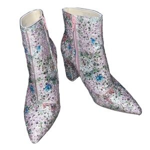 Betsey Johnson Women's Sb-Cady Ankle Boot 7.5 Floral Studded Heel